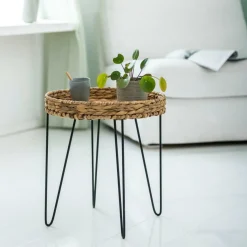 CASA AKELA Table D'appoint Noir, Naturel* Tables D'Appoint
