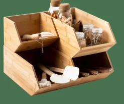 CASA BAMBOO Organisateur Empilable Naturel* Boîtes Métalliques|Boîtes De Conservation