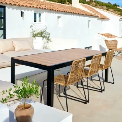 CASA ETHAN Table Extensible Noir, Naturel* Tables De Jardin