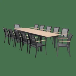 CASA ETHAN Table Extensible Noir, Naturel* Tables De Jardin