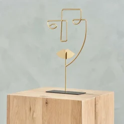 CASA FACE Décoration Sur Pied Doré* Figures Déco