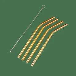 CASA FANCY Pailles à Cocktail Avec Brosse Doré* Cocktail Accessoires