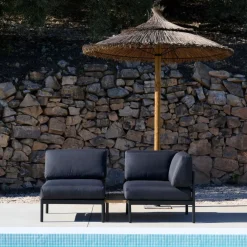CASA HANNA Lounge Teck Fauteuil Noir* Salon De Jardin