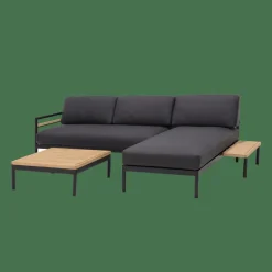 CASA HANNA Lounge Teck Table D'appoint Noir, Naturel* Tables Basses De Jardin|Salon De Jardin