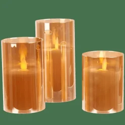 CASA ION Bougies LED Set De 3 Ambre* Bougies Led