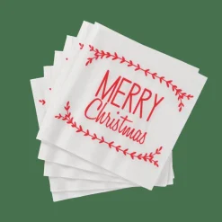 CASA MERRY CHRISTMAS Set De 20 Serviettes Rouge* Serviettes