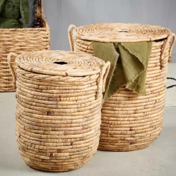 CASA MILEY Panier à Linge Avec Couvercle Et Poignées Naturel* Paniers À Linge