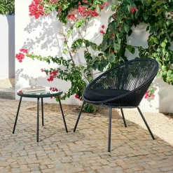 CASA PAPAYO & ACAPULCO Ensemble De Salon Noir* Fauteuils De Jardin|Salon De Jardin