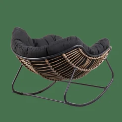 CASA ROCKO Chaise à Bascule Noir* Fauteuils De Jardin