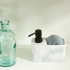 CASA SHADOW Distributeur Savon Avec éponge Noir, Blanc* Faire La Vaisselle