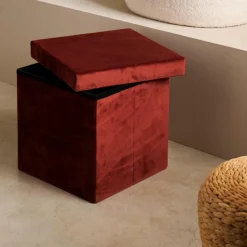 CASA STOR Pouf Pliable Avec Rangement Bordeaux* Kids|Poufs De Rangement