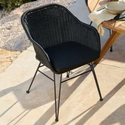 CASA VIENNA Chaise Coque Salle à Manger Noir* Chaises De Salle À Manger|Chaises De Jardin