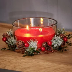 CASA XMAS Bougie Avec Déco Rouge* Bougies