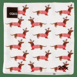 CASA X-MAS DOG Set De 20 Serviettes Multicolore* Serviettes