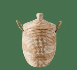 CASA YASMINE Panier De Luxe Avec Couvercle Blanc, Naturel* Paniers À Linge