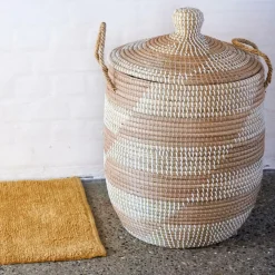 CASA YASMINE Panier De Luxe Avec Couvercle Blanc, Naturel* Paniers À Linge