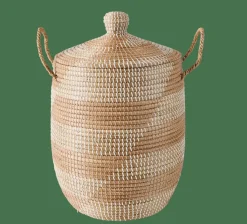 CASA YASMINE Panier De Luxe Avec Couvercle Blanc, Naturel* Paniers À Linge