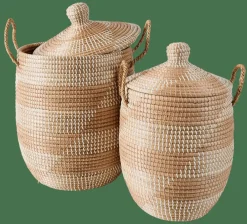 CASA YASMINE Panier De Luxe Avec Couvercle Blanc, Naturel* Paniers À Linge